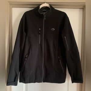 MENS DUCK DOG- 3 SEASON - BLACK THREE-LAYER FLEECE SOFT SHELL JACKET SIZE MED.